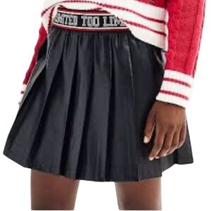 Limited Too Pleated Pleather Skort, Black, Size XL (16-18)